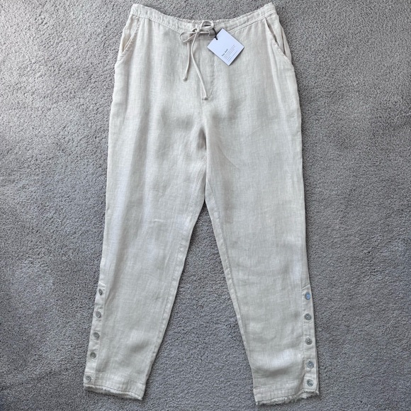 ✨ Bella Dahl Linen Drawstring Pants Coastal Chic Neutral M - Picture 5 of 15